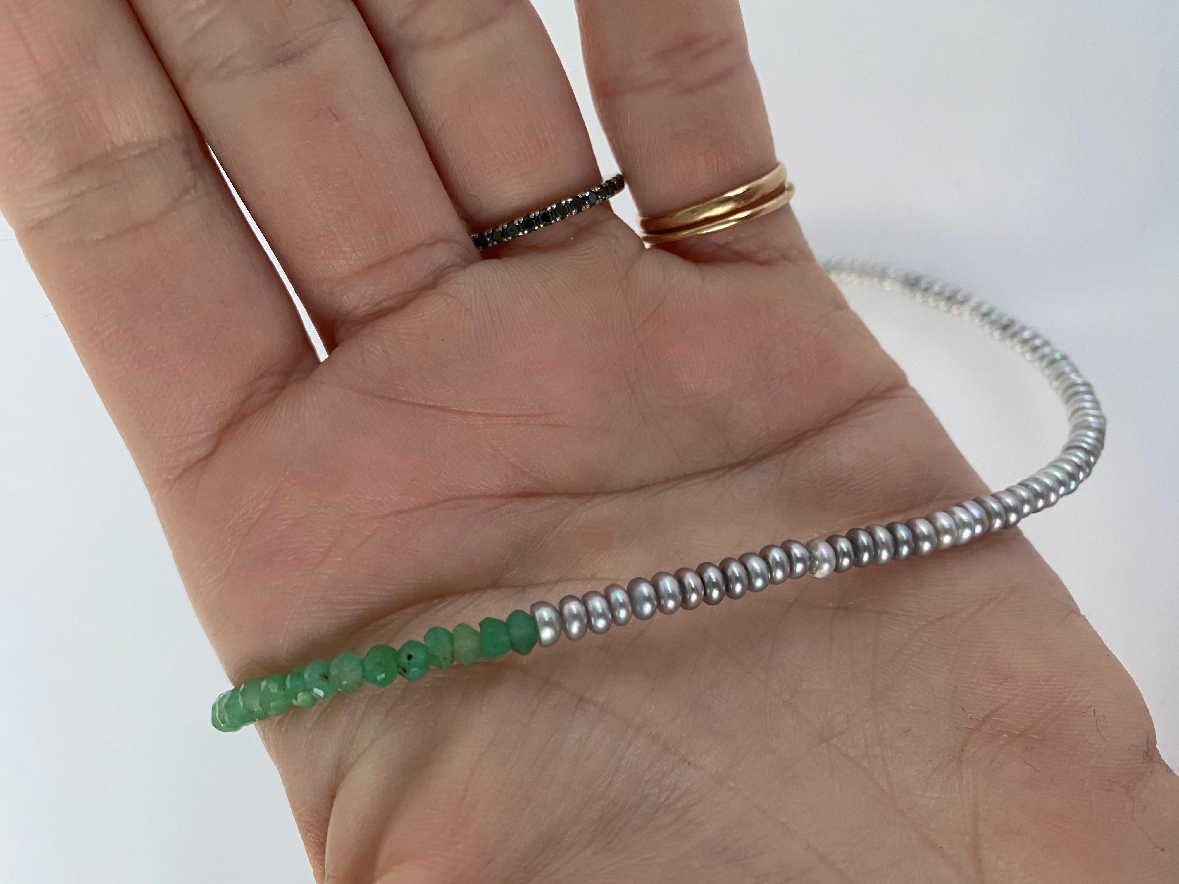 Perlen-Perlen-Halskette Choker Kette Chrysopras J Dauphin (Rundschliff) im Angebot