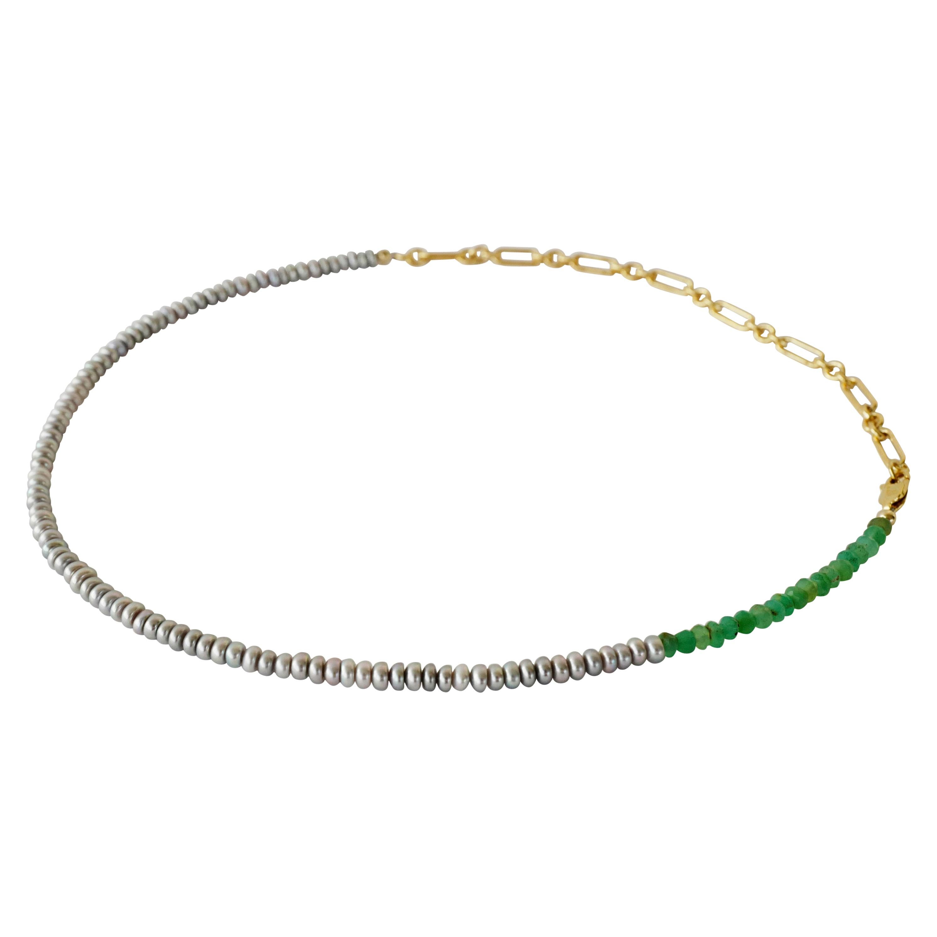 Perlen-Perlen-Halskette Choker Kette Chrysopras J Dauphin im Angebot