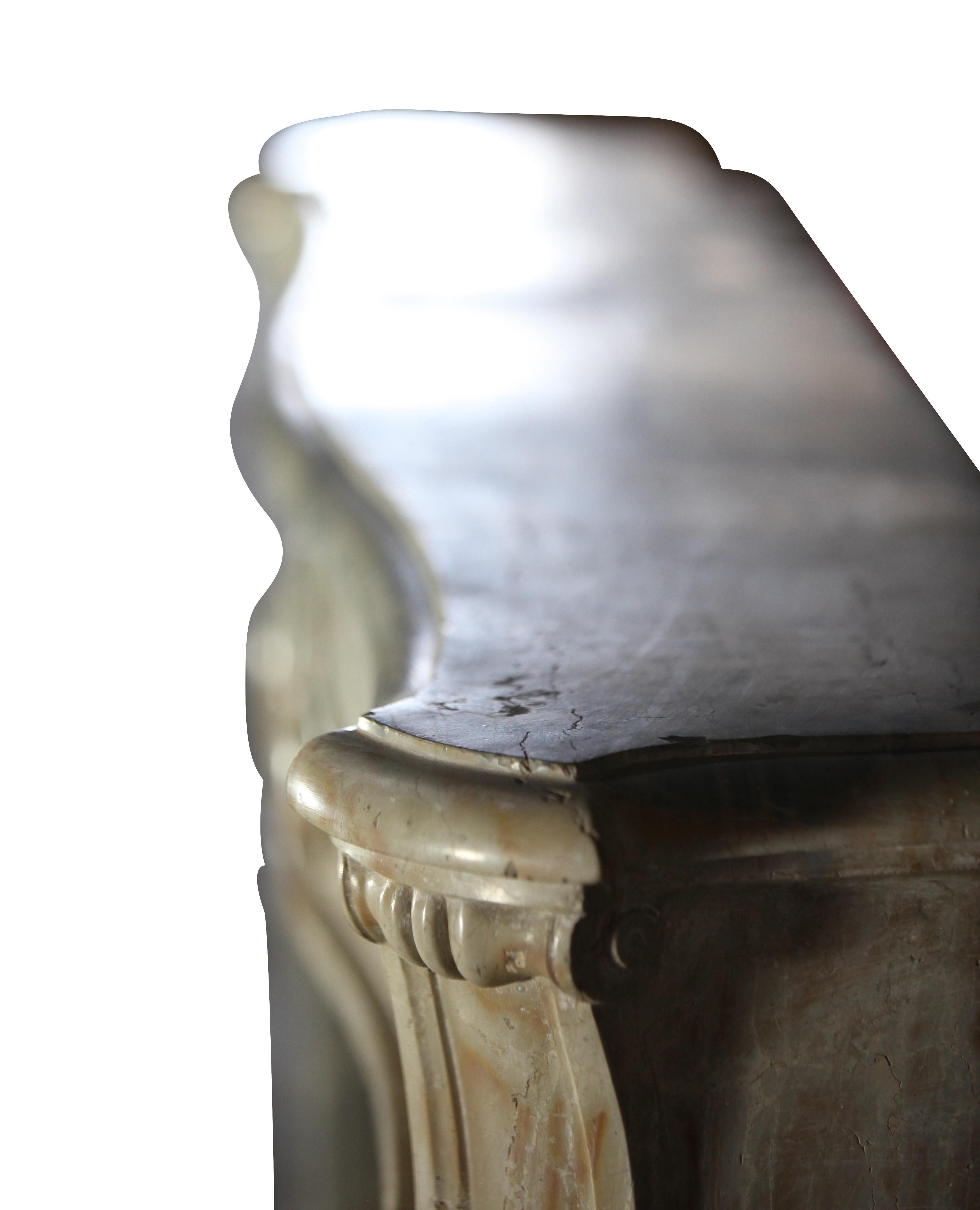 Pearl-Grey & Beige 18th C. Chimney Piece - Refined Luxury Design Concepts For Sale 3