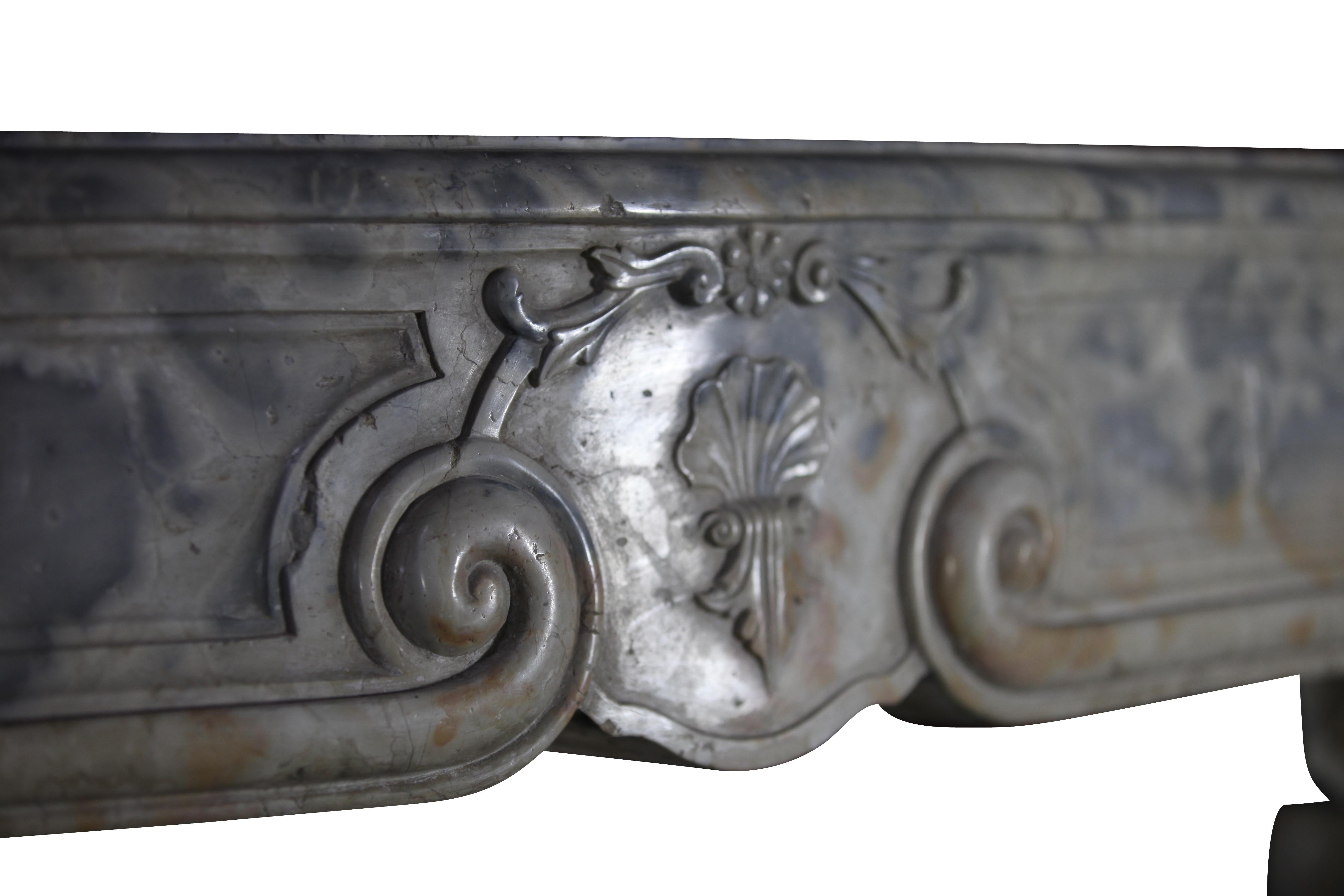 French Pearl-Grey & Beige 18th C. Chimney Piece - Refined Luxury Design Concepts For Sale