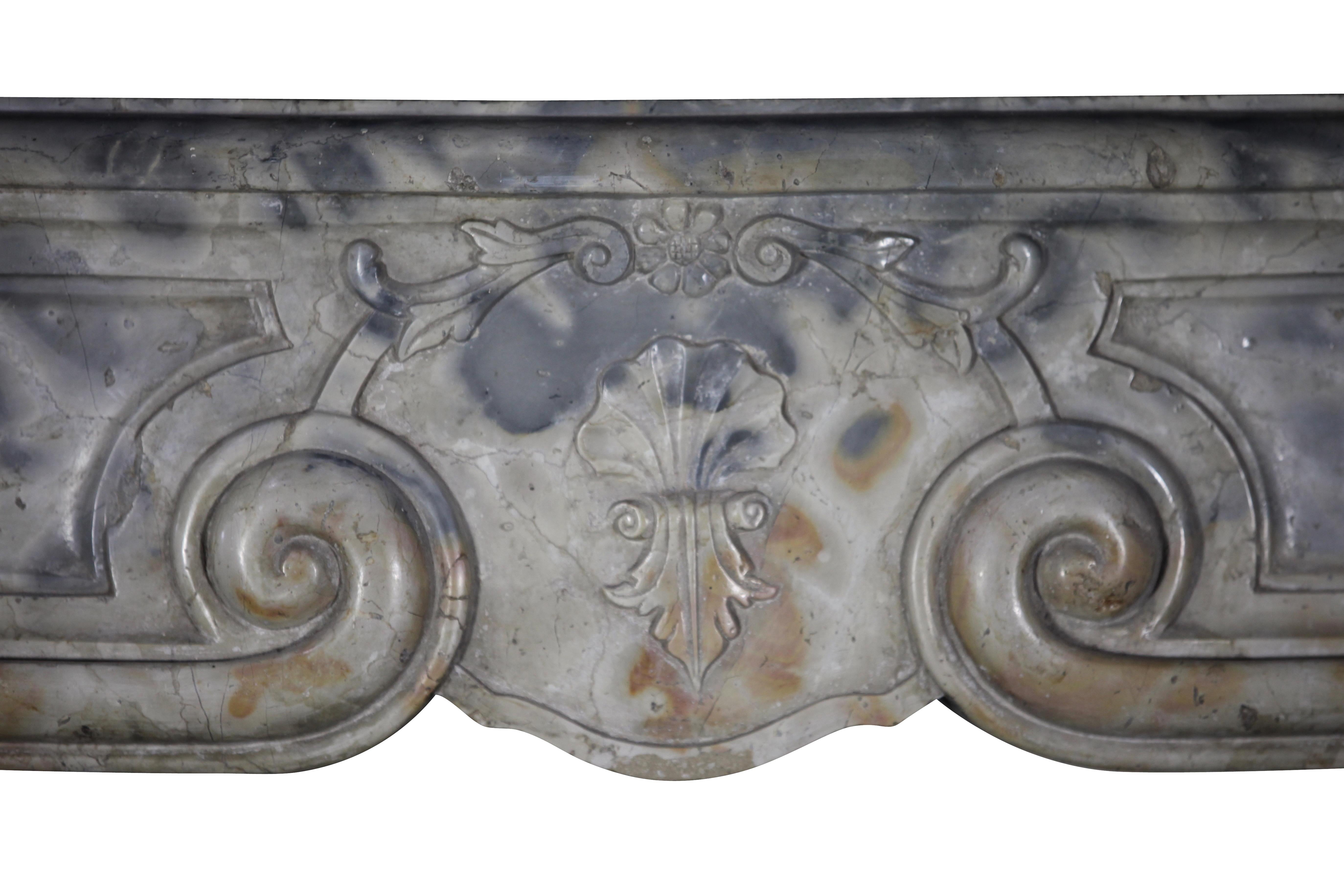 18th Century Pearl-Grey & Beige 18th C. Chimney Piece - Refined Luxury Design Concepts For Sale