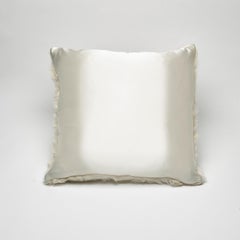 Pearl Grey Fur and Silk Lined Pillow, Real Toscana Sheep Fur, JG Switzer