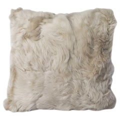 Pearl Grey Fur and Silk Lined Pillow, Real Toscana Sheep Fur, JG Switzer