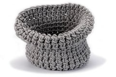 Pearl Grey Hand-Knitted Neoprene Cilindro Basket, Rosanna Contadini