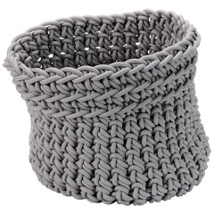Pearl Grey Hand-Knitted Neoprene Cilindro Basket, Rosanna Contadini