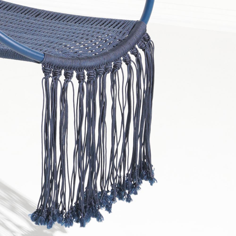 Hänge-Schwingstuhl „Pearl“ aus Aluminium mit marineblauem Seil, 21. Jahrhundert (Brasilianisch) im Angebot