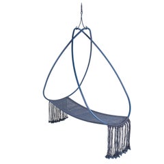 Pearl Hanging Swing Chair Aluminium Naval Rope 21st Century Blue