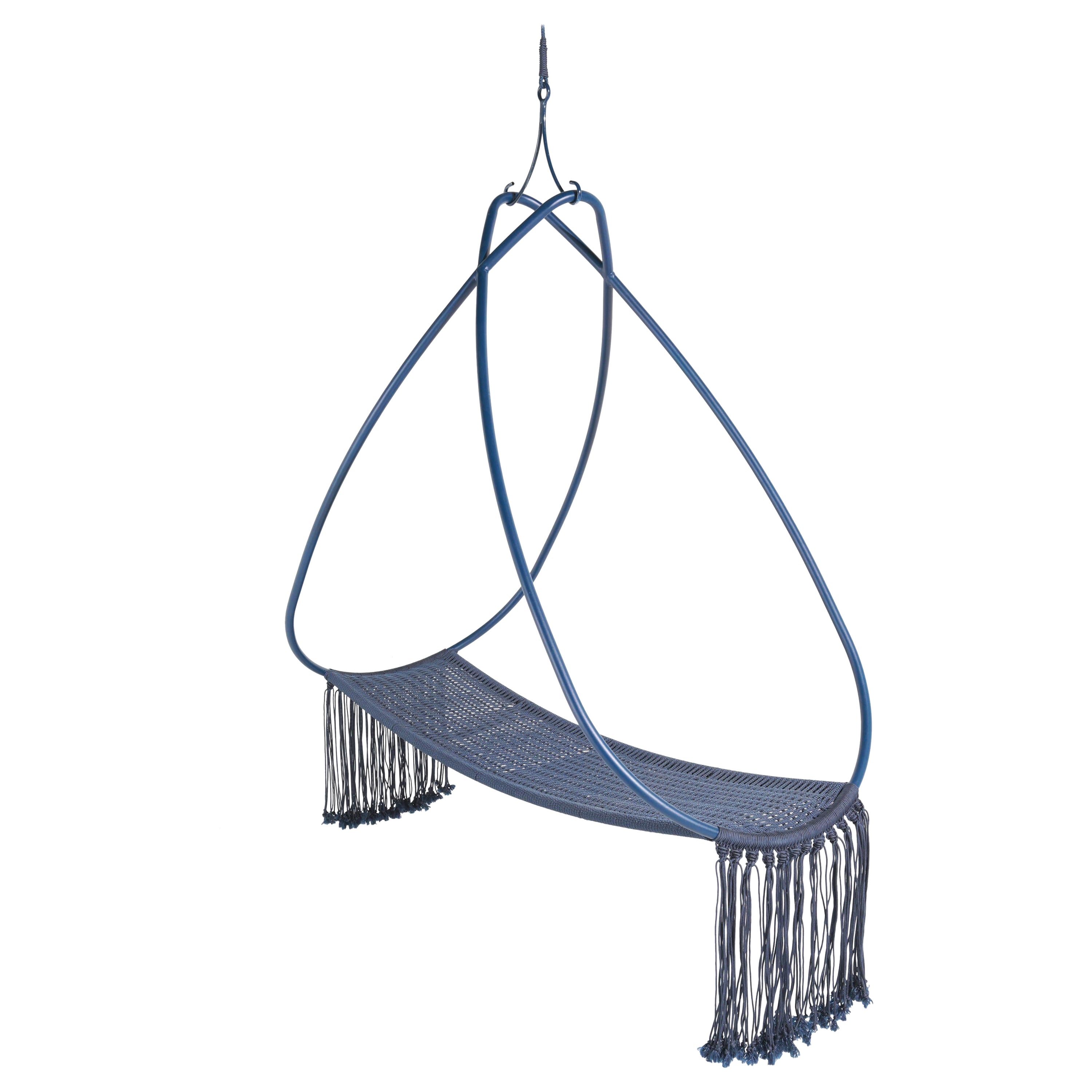 "Pearl" Hanging Swing Chair Aluminium Naval Rope 21st Century Off-white