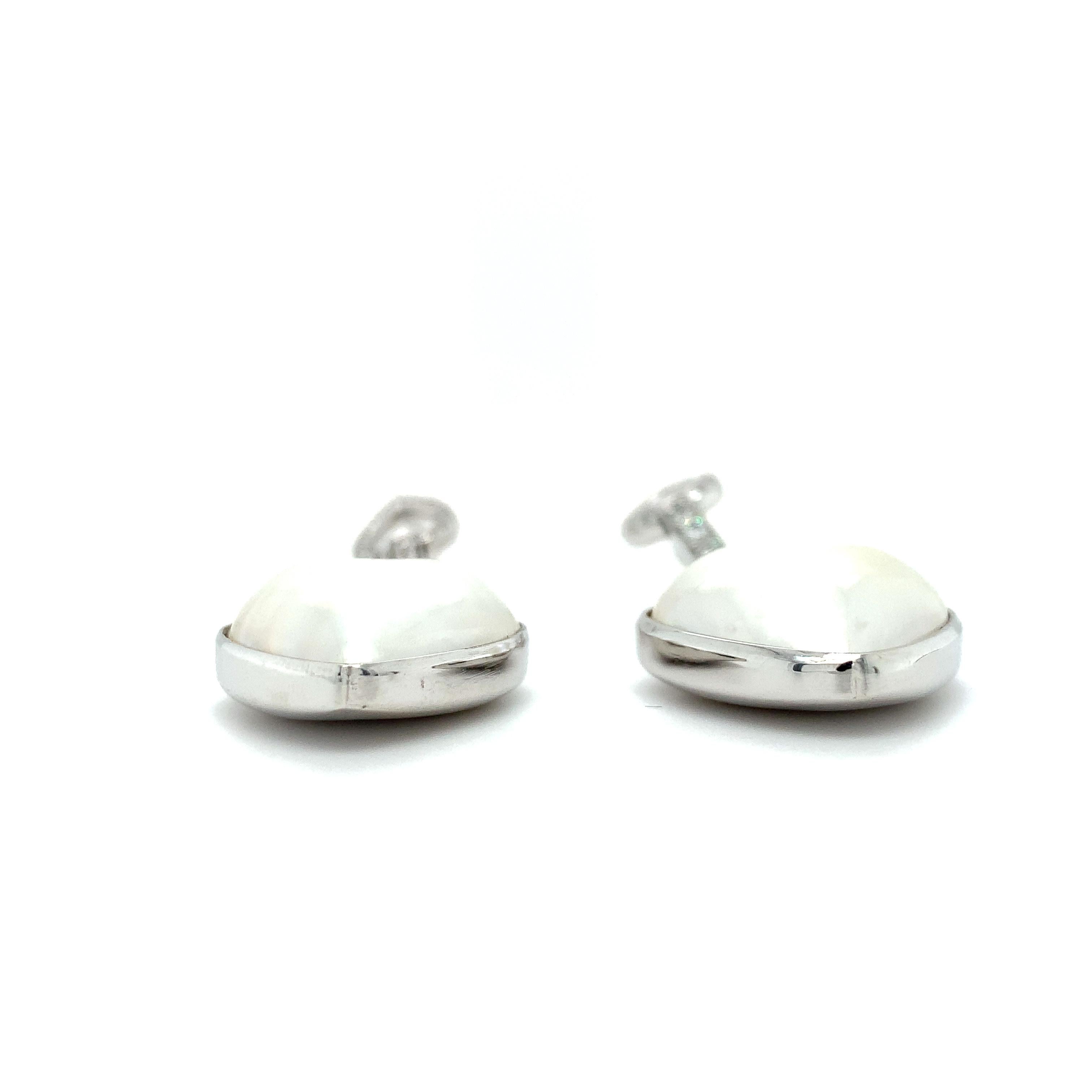 Pearl heart shape drop dangle earrings 18k white gold For Sale 1