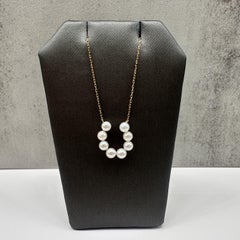 Pearl Horseshoe Necklace 18kt Yellow Gold 16in New