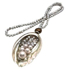 Vintage Pearl in Oyster Shell Necklace