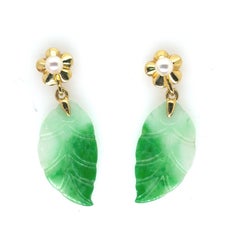 Pearl Jade Leaf Earrings