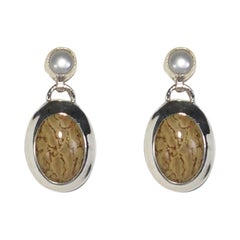 Pendientes de perlas de jaspe
