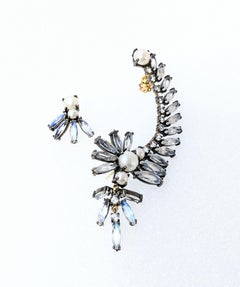 Pearl, Labradorite and Topaz Earrings  Mounted in 18k Gold and Silver
