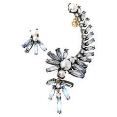 Boucles d'oreilles perles, labradorite et topaze  Monté en or 18k et en argent