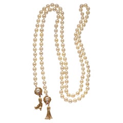 Perlenkette Lariat mit Rubinen, ca. 1950er Jahre