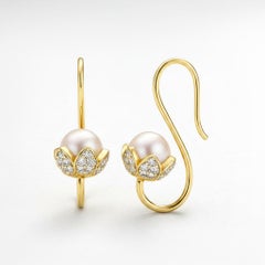 Pearl Lotus Drop Earrings silver, gold