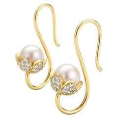 Pearl Lotus Drop Earrings silver, gold