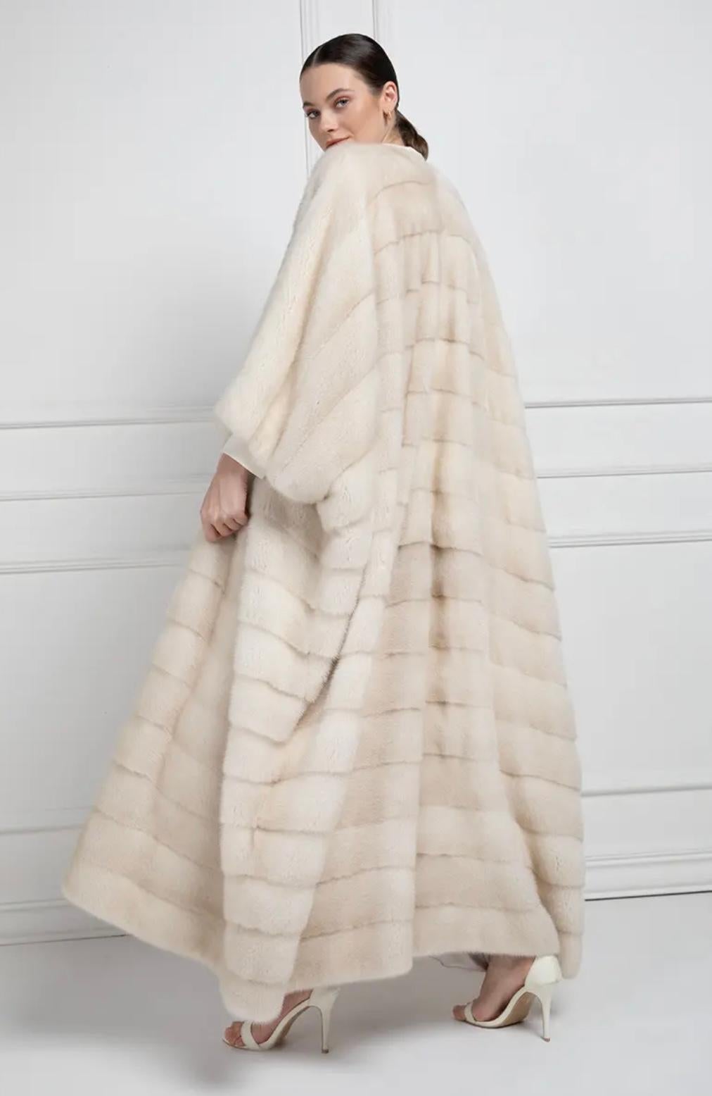 Beige Pearl Mink Fur oversized coat size fits 12-16 For Sale