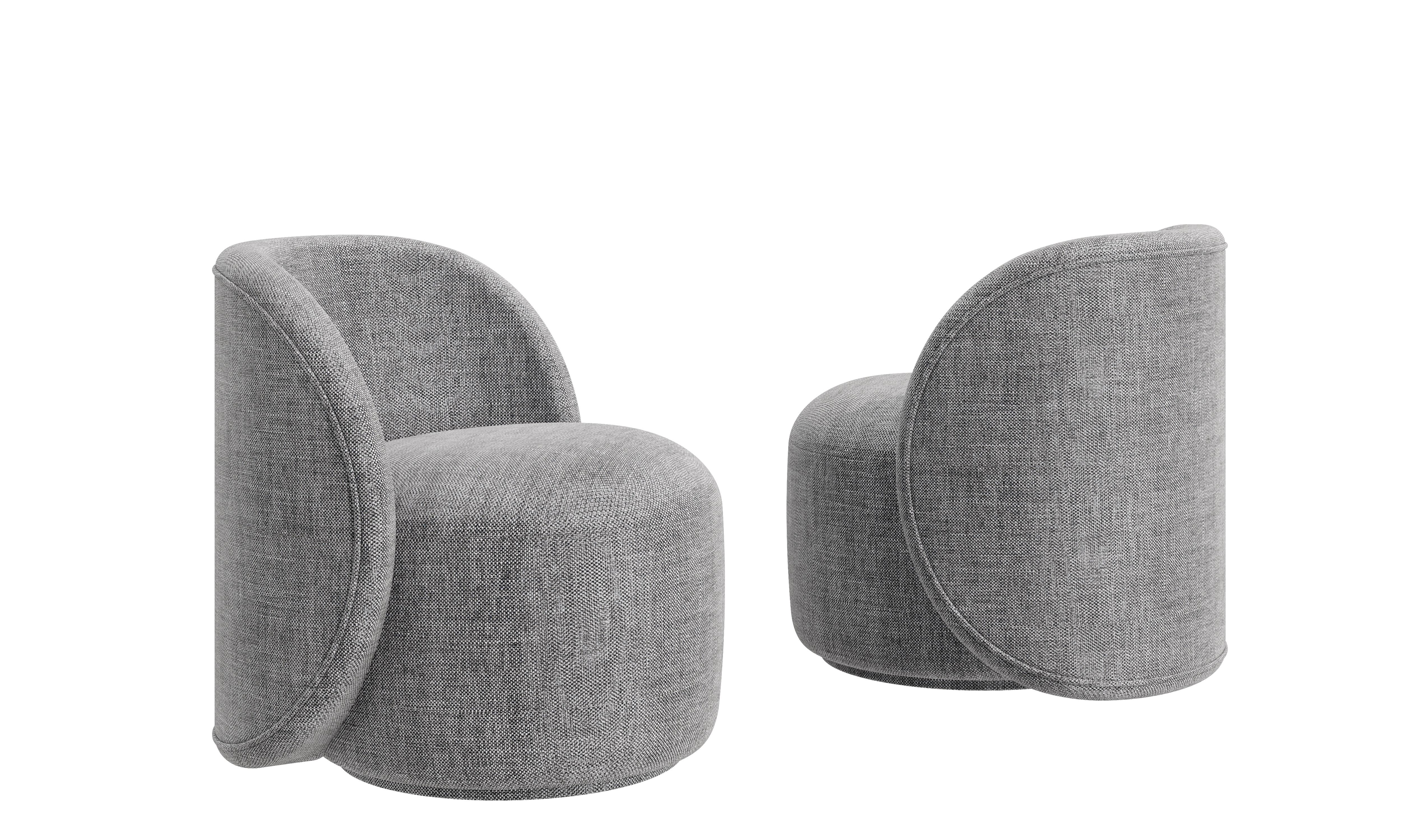 Fabric PEARL Modern Swivel Armchair with Soft Lines and Sophisticated Design For Sale
