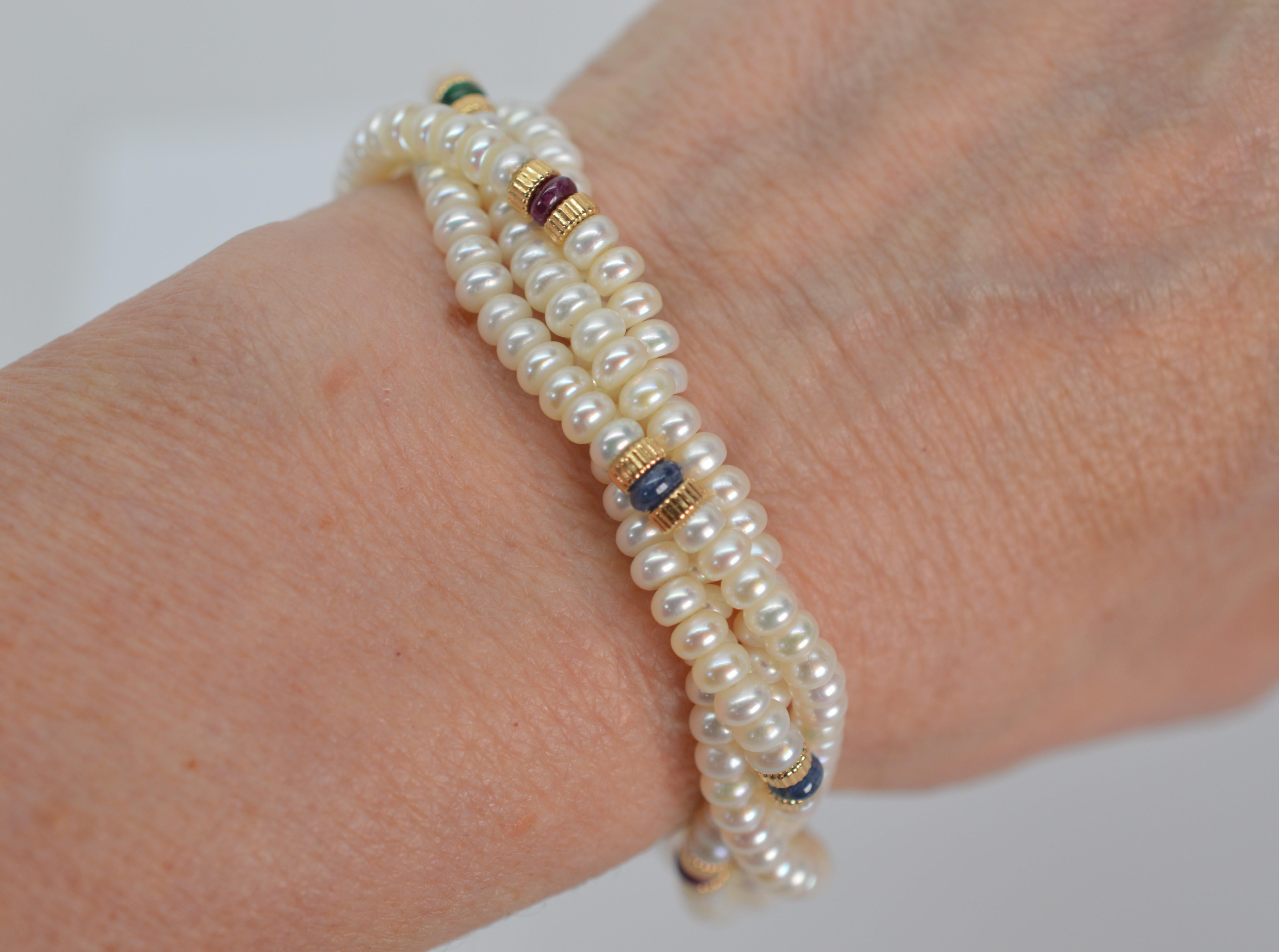 triple strand pearl bracelet
