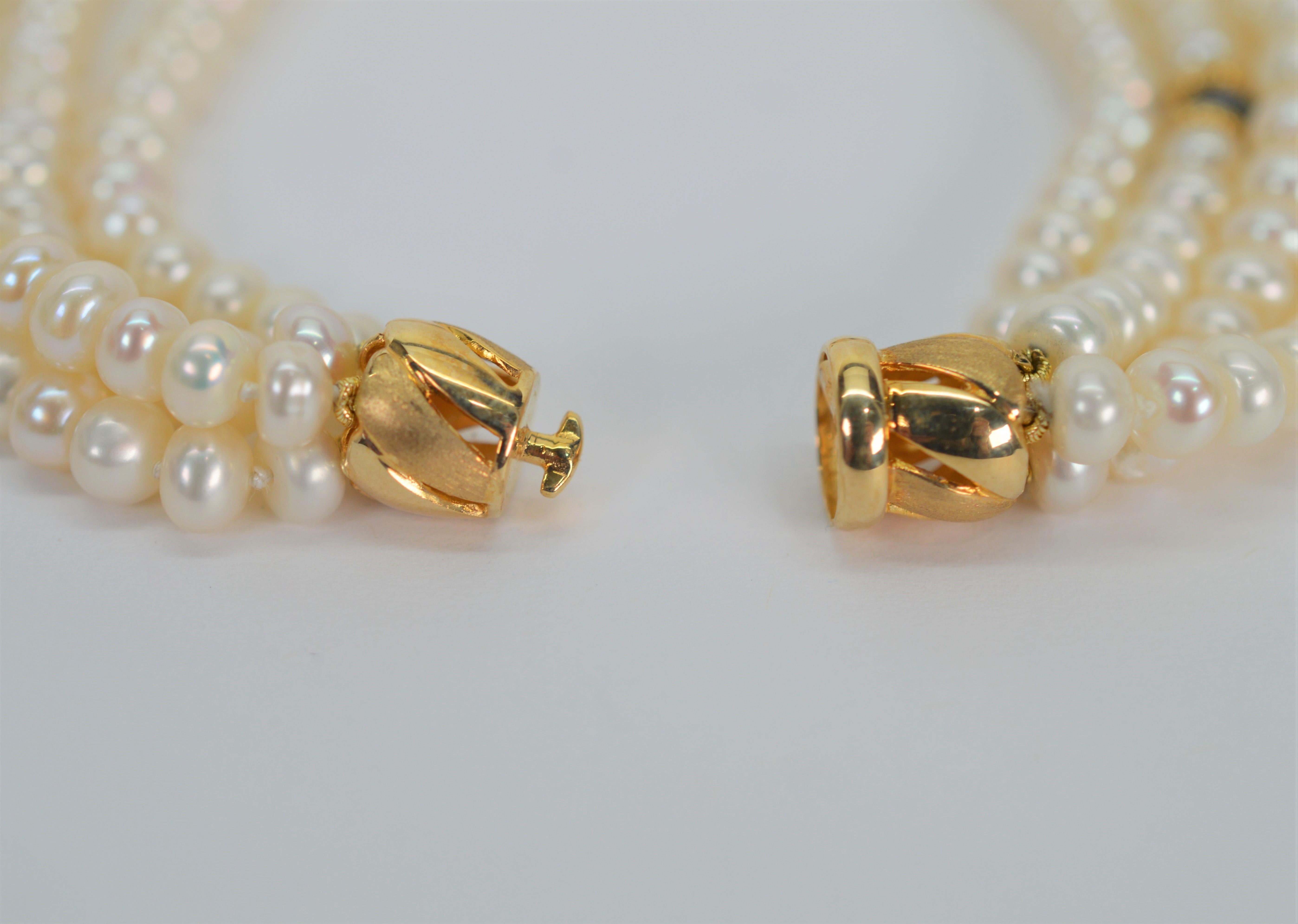 Women's Pearl Multi-Strand Twist Bracelet W Gemstone Accents