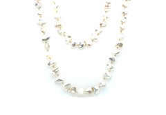 Pearl Necklace 40 Inch Strand of Pearls 7.5-8mm Rice Pearls 14K Yellow Gold