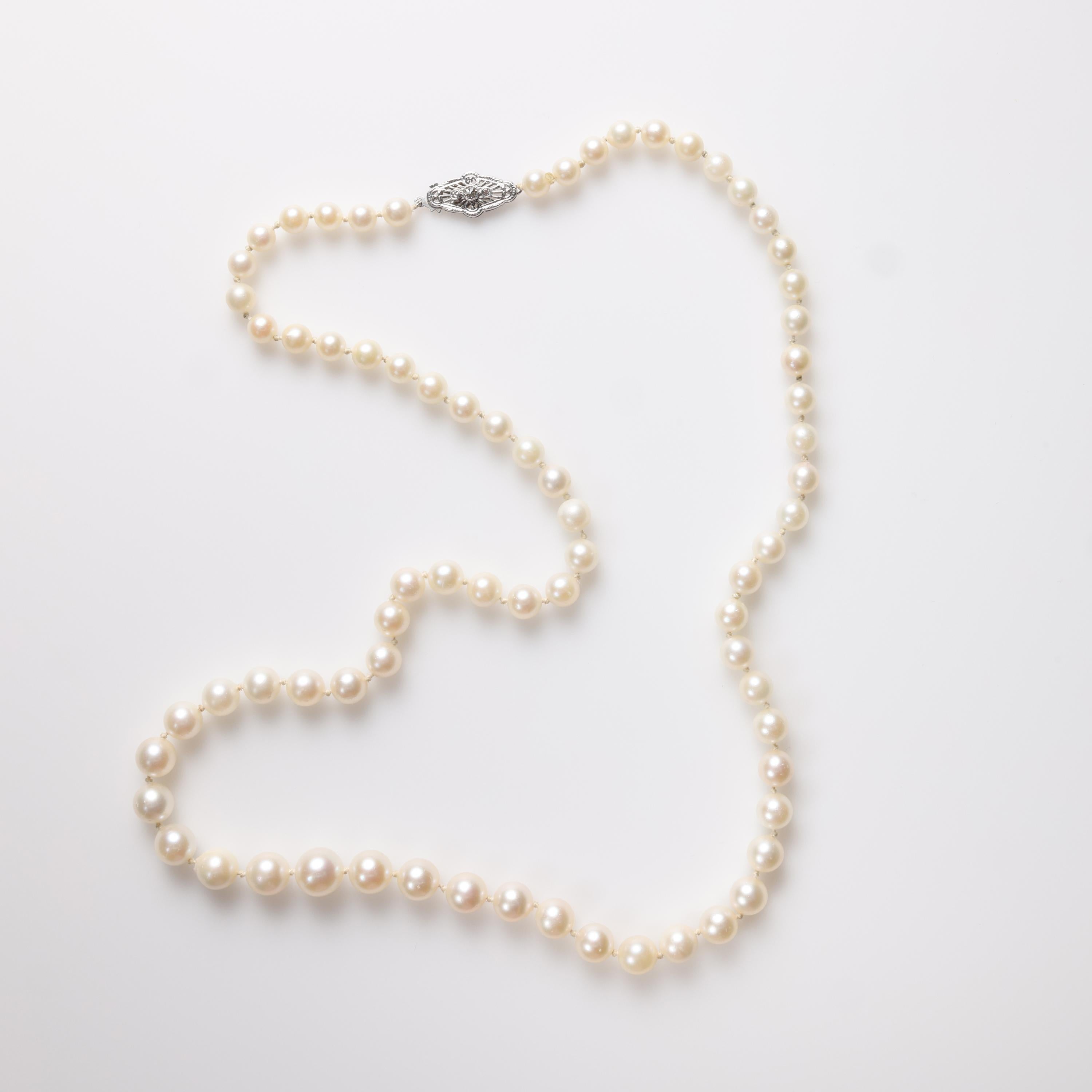 da uomo o donna Collana di perle Art Deco Circa 1940s Perle coltivate Akoya Chiusura con diamanti 21