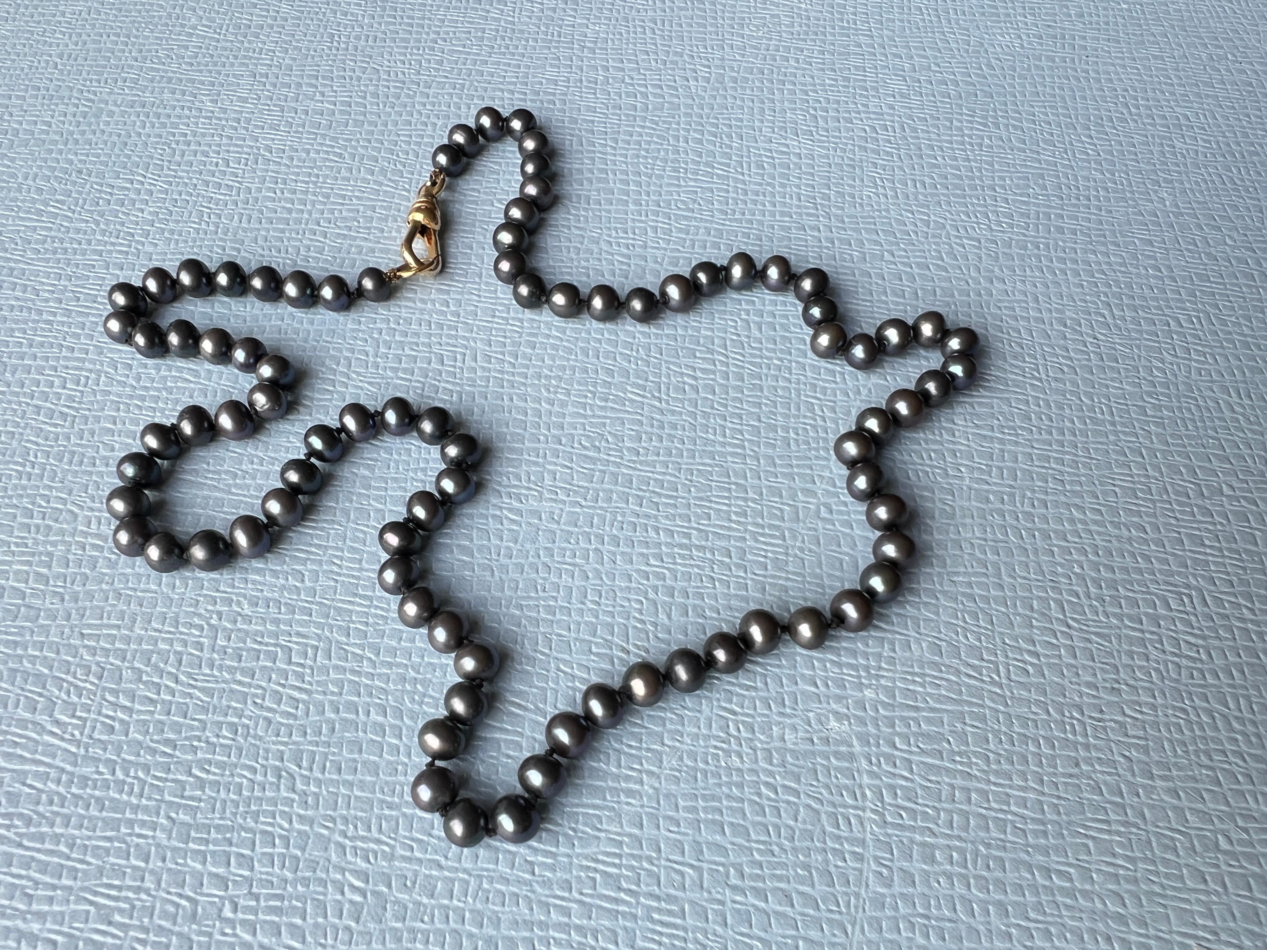 Pearl Necklace Choker Black Pearl Gold Filled J Dauphin In New Condition In Los Angeles, CA