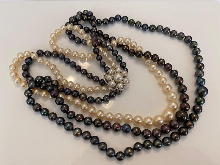 Collier Perles De Culture Avec Fermoir En Or - Vintage Vers 1970 - Occasion