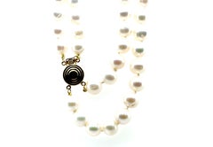 Perlenkette Doppelter Perlenstrang 8,5-9mm Perlen 14K Gelbgold