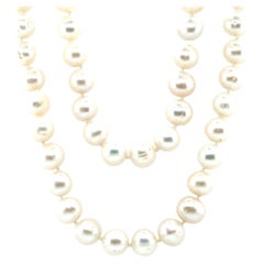 Pearl Necklace Double Strand of Pearls 8.5-9mm Pearls 14K Yellow Gold