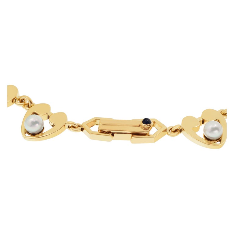 Pearl Necklace in 14k Yellow Gold For Sale at 1stDibs