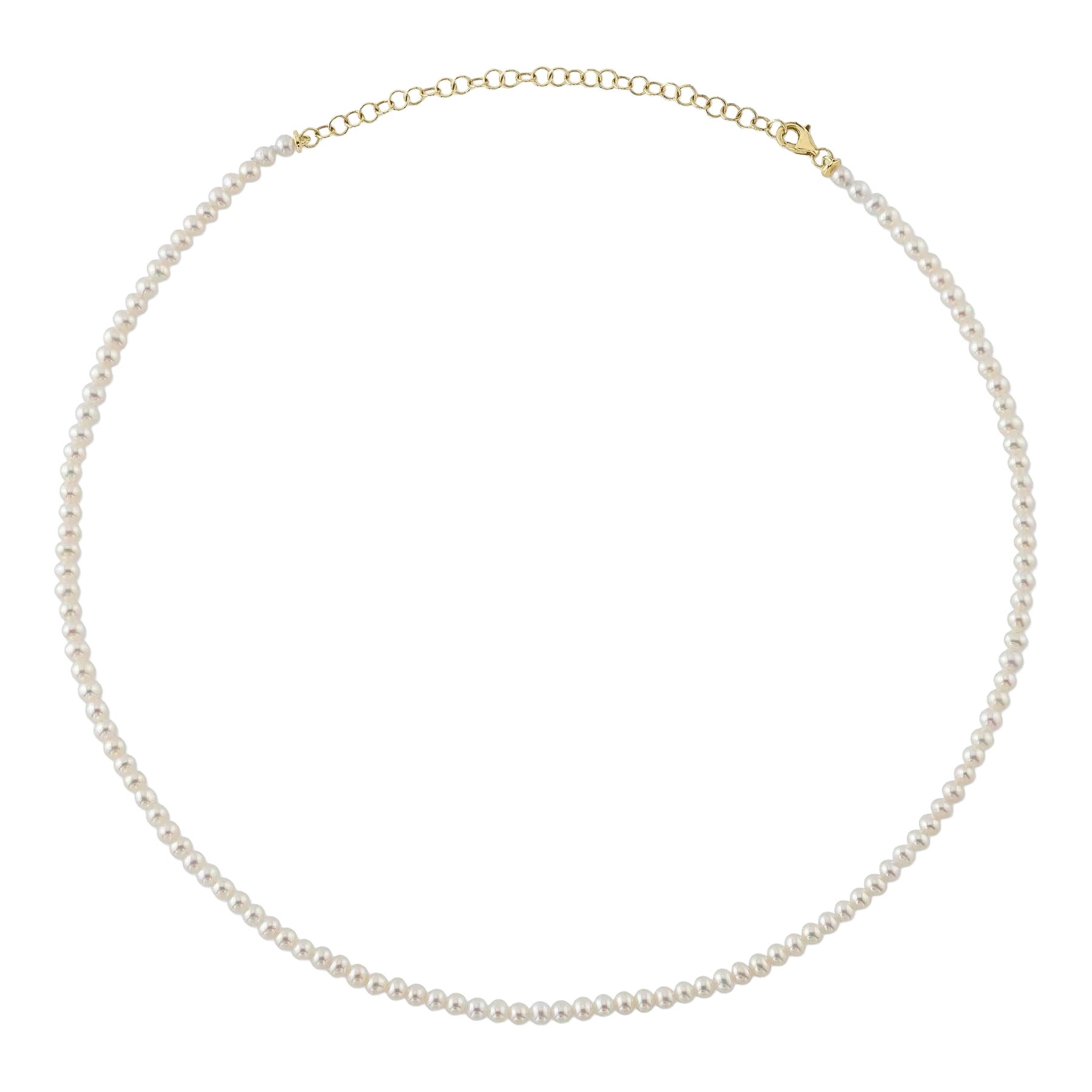 Pearl Necklace in 14K Yellow Gold For Sale