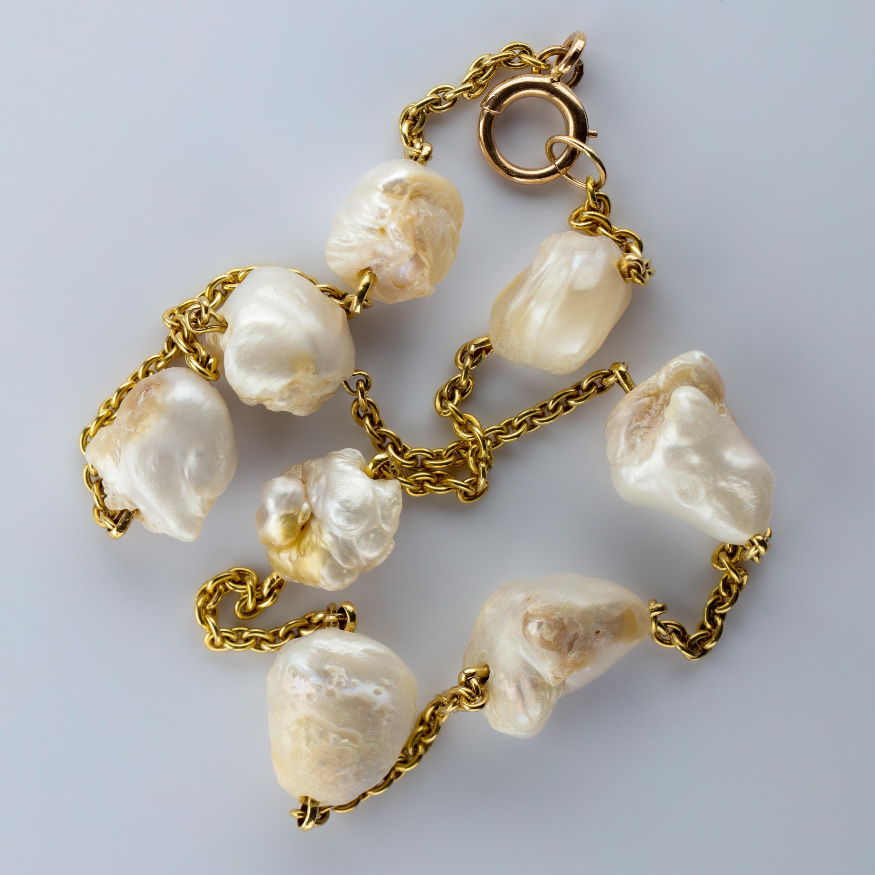 Pearl Necklace of Rare Oversized Mississippi River Pearls 5
