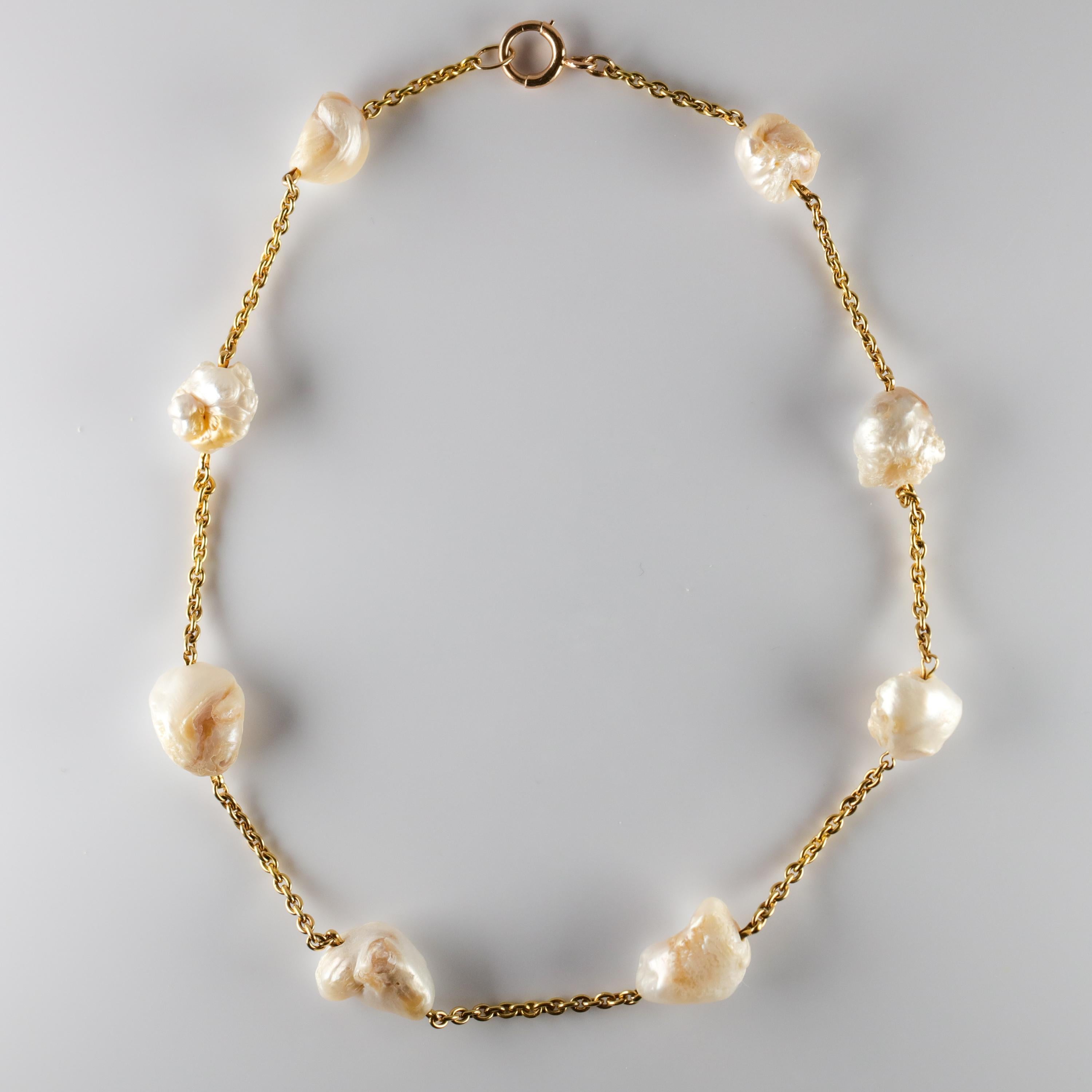 Pearl Necklace of Rare Oversized Mississippi River Pearls 6