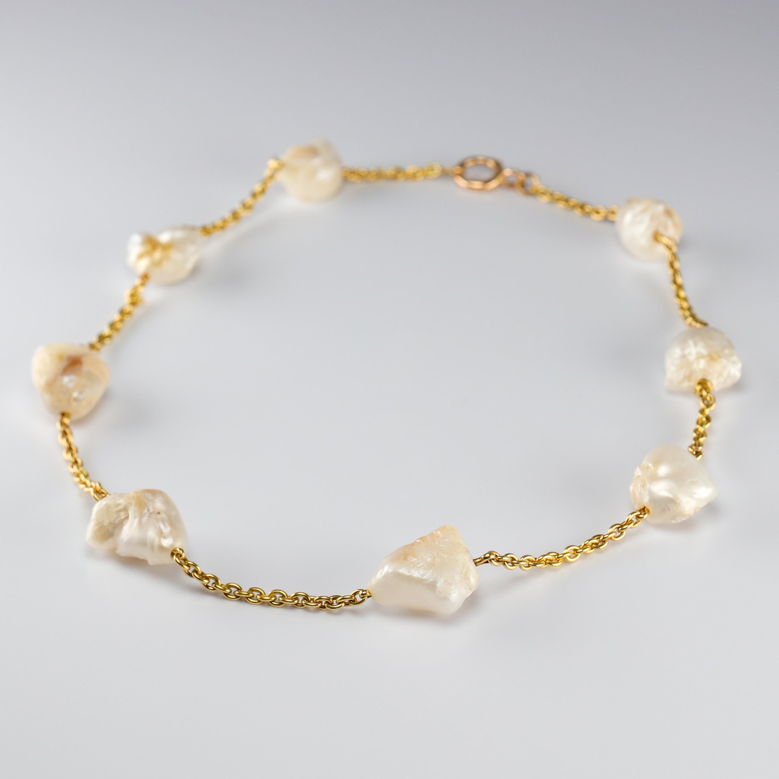 Perlenkette aus seltenen übergroßen Mississippi Flussperlen 10