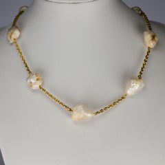 Pearl Necklace of Rare Oversized Mississippi River Pearls
