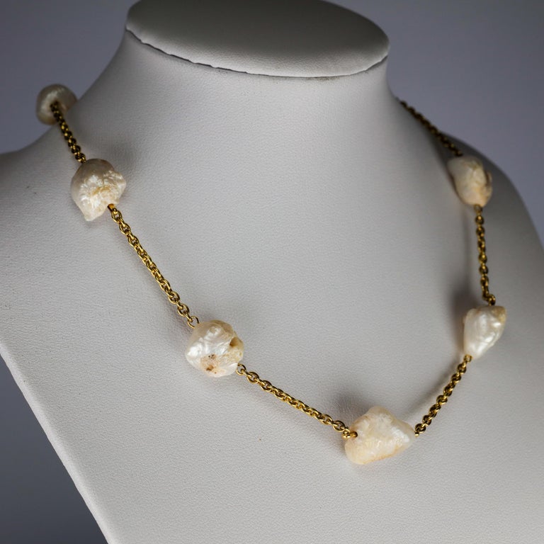 Pearl Necklace of Rare Oversized Mississippi River Pearls at 1stDibs