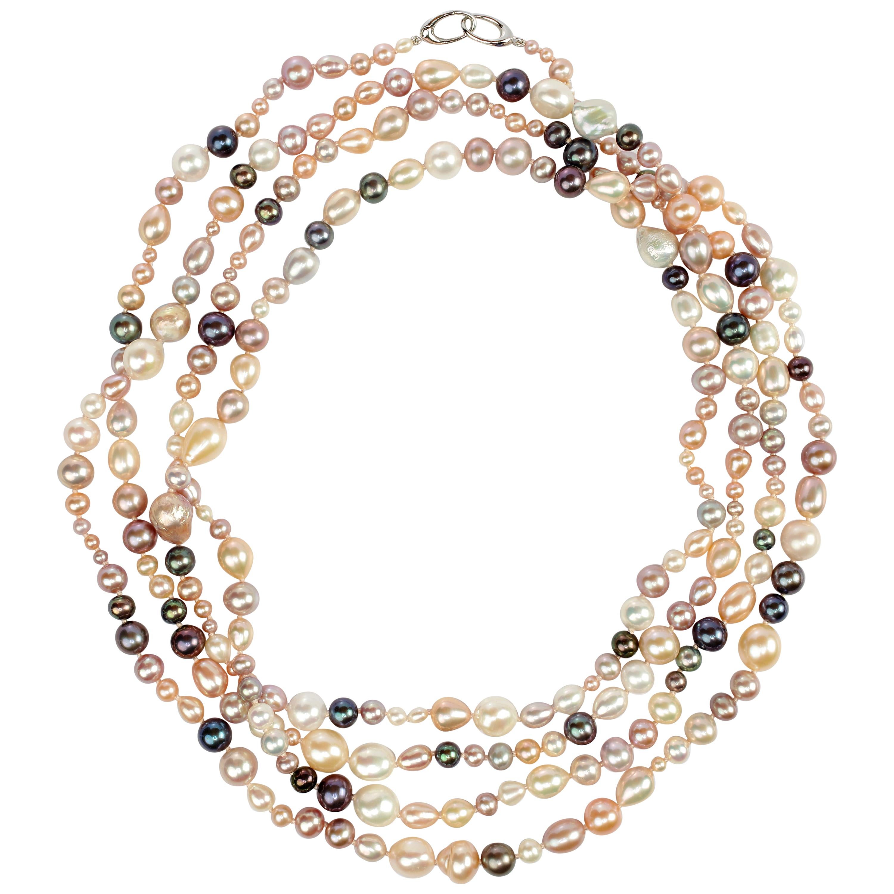 Pearl Necklace Strand Cultured Multi-Color Chinese Freshwater