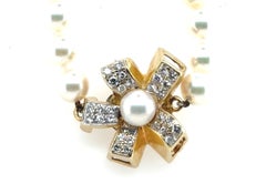 Collar de perlas Collar de perlas 6.5mm .50ct Diamond Pin Back Clasp 14K Gold