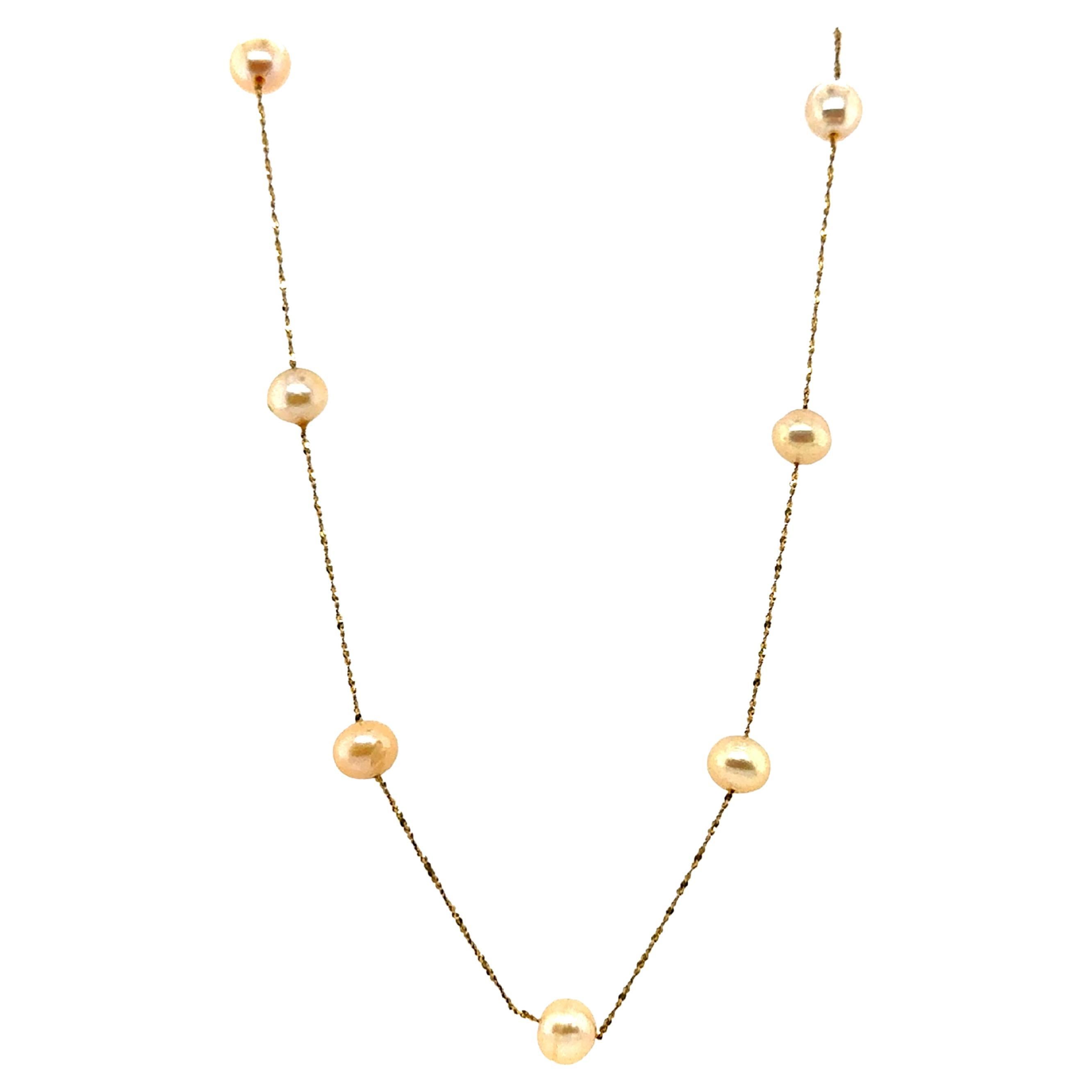 Pearl Necklace Strand of Pearls 6mm Pearls 14K Yellow Gold