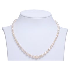 Pearl Necklace with Akoya Pearls & Platinum With Diamond Locker