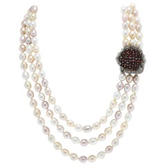 Pearl Necklace with Gold and Silver Clasp