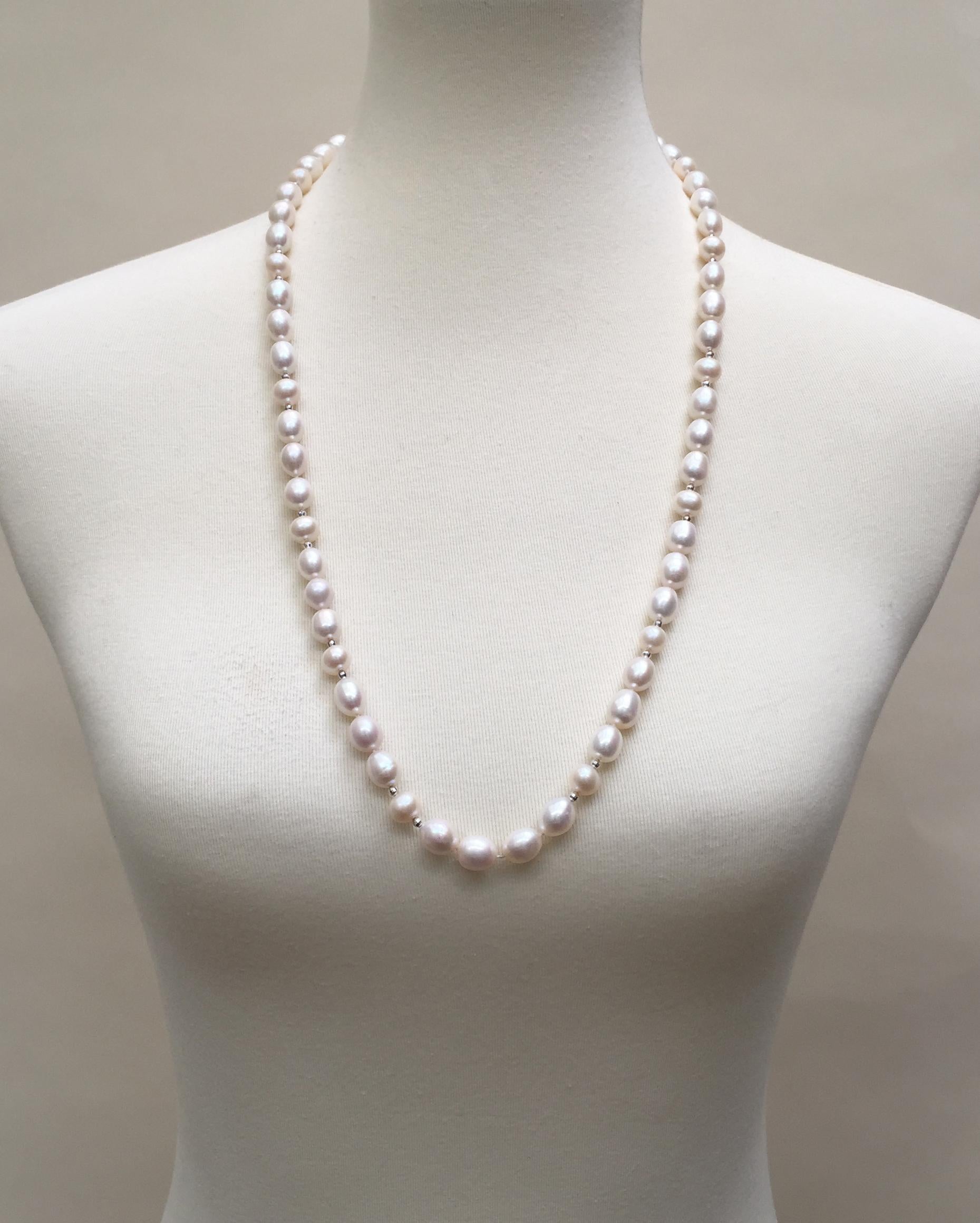 Women's Marina J. Long Pearl Sautoir with Diamond Pearl Tassel and 14K White Gold Clasp
