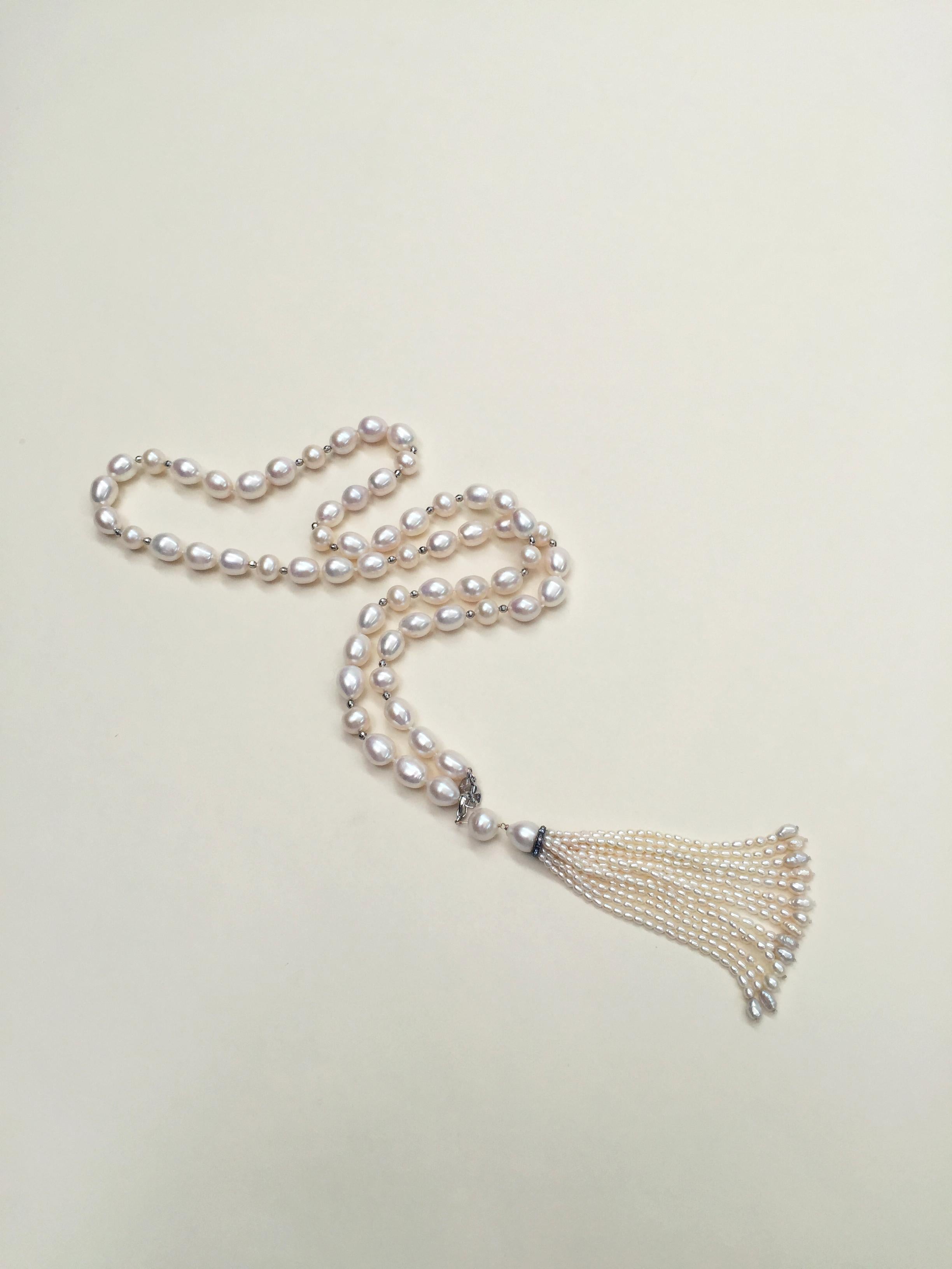 Marina J. Long Pearl Sautoir with Diamond Pearl Tassel and 14K White Gold Clasp 3