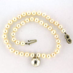 Collar de perlas con rubí y diamantes talla brillante de hasta 0,80 ct Oro de 18k