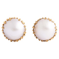 Pearl on 18K Yellow Gold Earrings