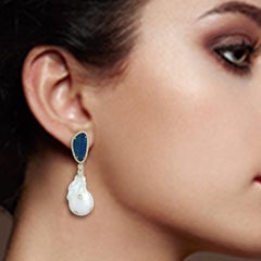 Meghna Jewels Perle Opal 14 Karat Gold Diamant-Ohrringe
