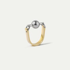 Pearl Orb Harness Ring in 18k Gold & Grey Tahitian Pearl by Hannah Martin London